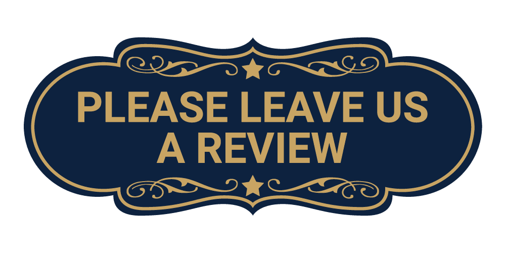 designer please leave us a review sign navy blue gold small a57cf059 10c8 4115 a22e e51c20b30451.12fd76e94188813116429fc59a05b866